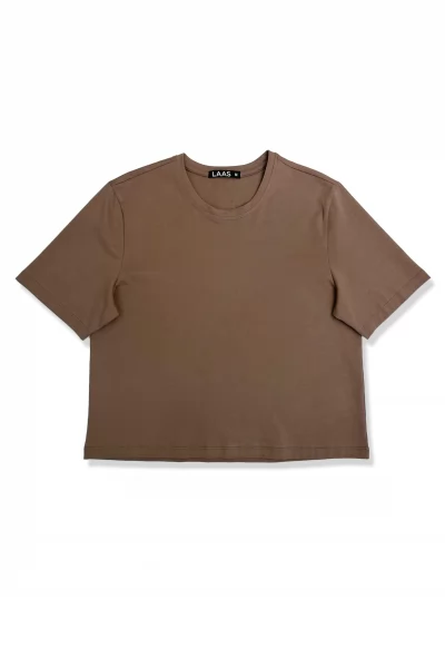 ÁO THUN COTTON TAY NGẮN NÂU ĐẬM