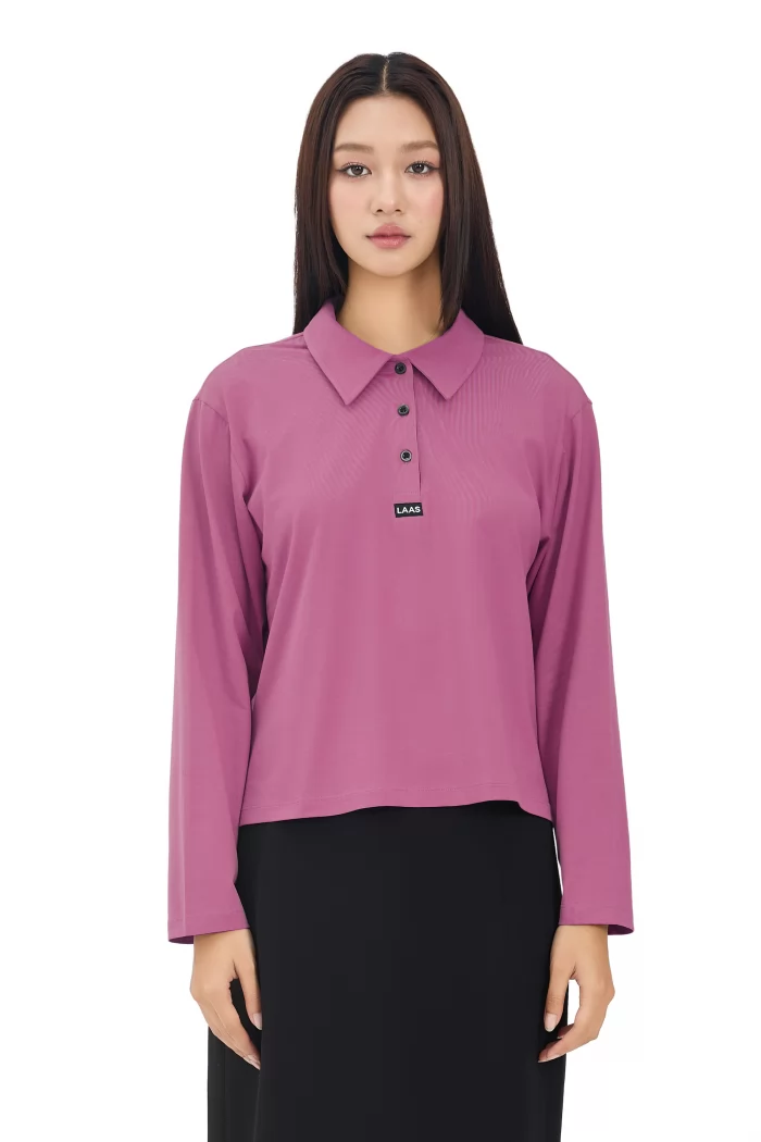 ÁO POLO COTTON TAY DÀI HỒNG MẬN
