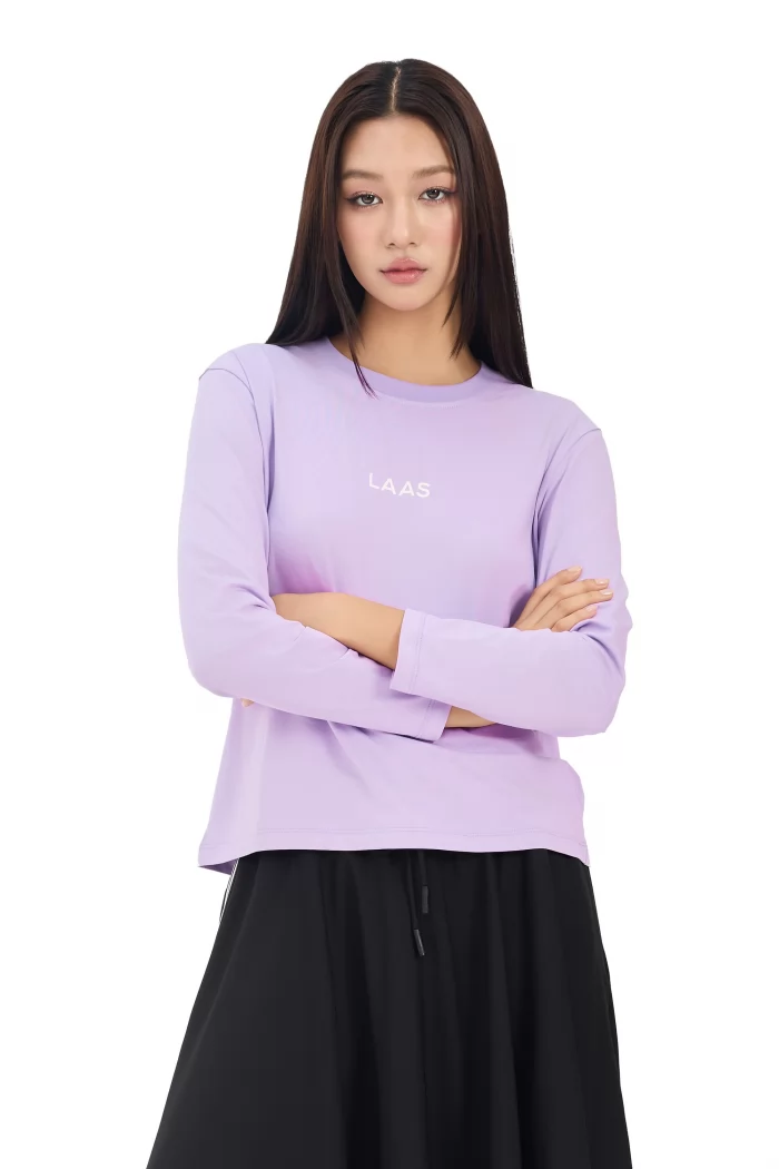 ÁO THUN COTTON IN LAAS TAY DÀI TÍM