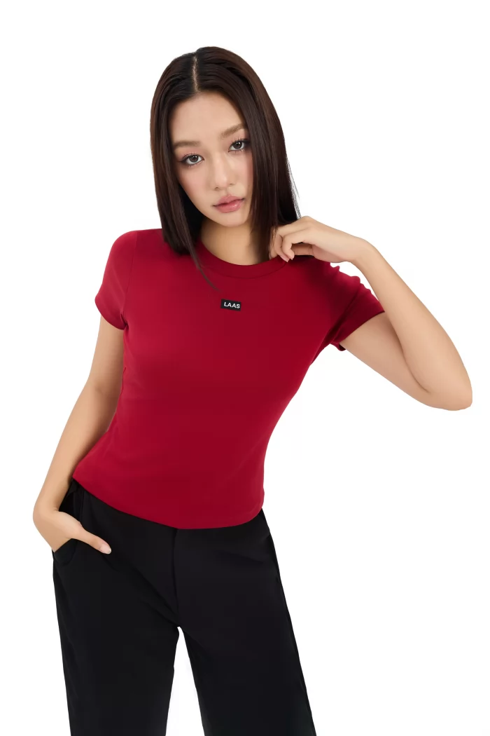 ÁO RIP COTTON TAY NGẮN ĐỎ ĐÔ