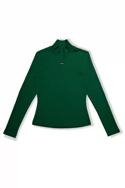 ÁO RIP COTTON CỔ LỌ TAY DÀI XANH RÊU