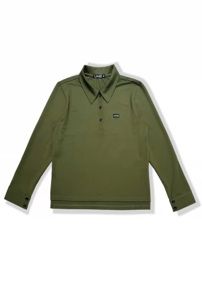 ÁO POLO CVC TAY DÀI XANH RÊU