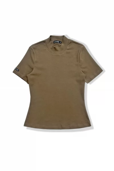 ÁO RIP COTTON CỔ CAO NÂU