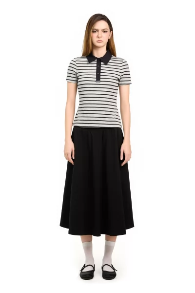 CHÂN VÁY XÒE CÁ SẤU ĐEN