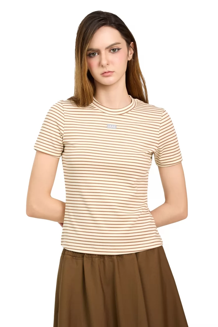 ÁO RIP SỌC TAY NGẮN DA NÂU