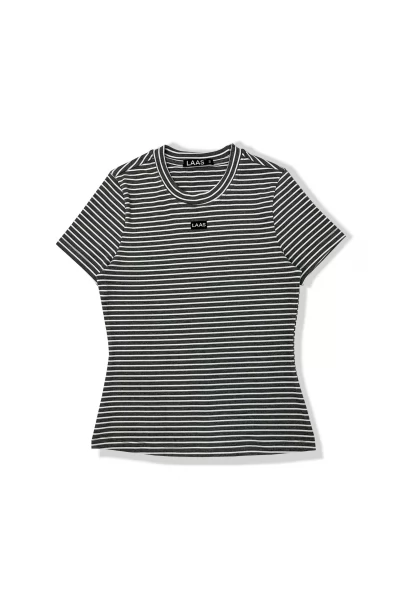 ÁO RIP SỌC TAY NGẮN XÁM TRẮNG