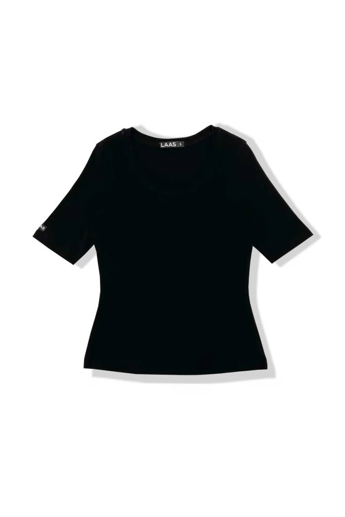 ÁO RIP COTTON CỔ RỘNG ĐEN