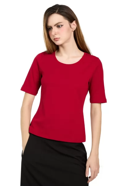 ÁO RIP COTTON CỔ RỘNG ĐỎ