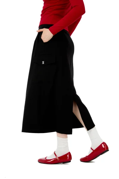 CHÂN VÁY DÀI TÚI NẮP ĐEN