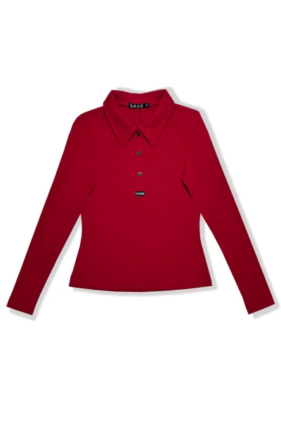 ÁO POLO RIP COTON TAY DÀI ĐỎ