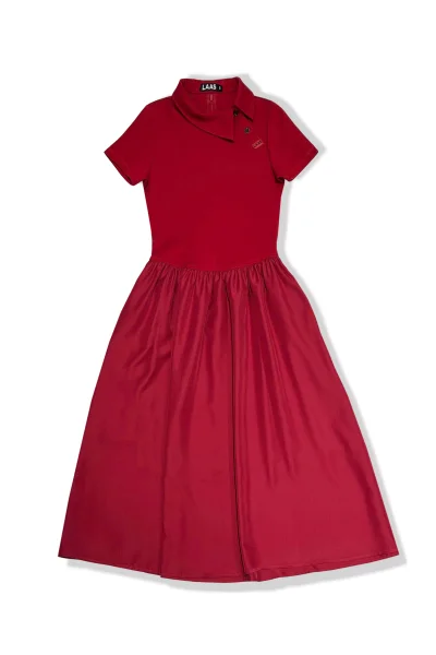 ĐẦM XÒE POLO CỔ XÉO ĐỎ