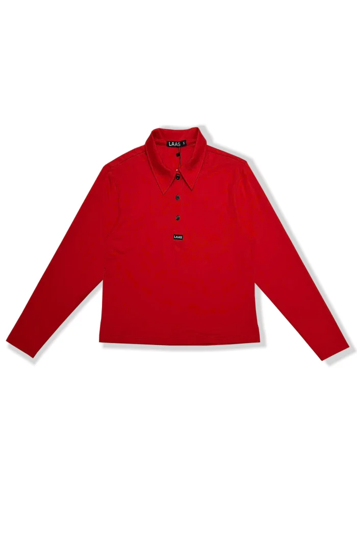 ÁO POLO COTTON TAY DÀI ĐỎ