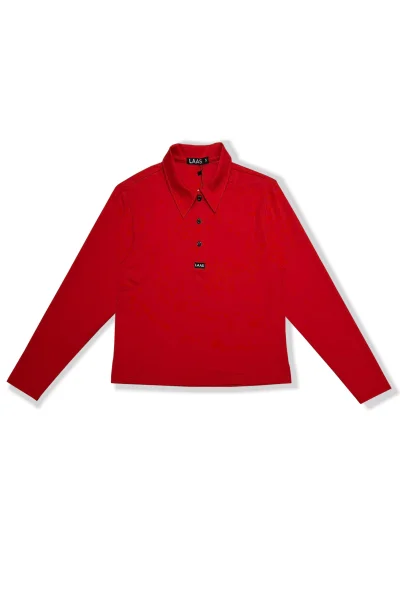 ÁO POLO COTTON TAY DÀI ĐỎ