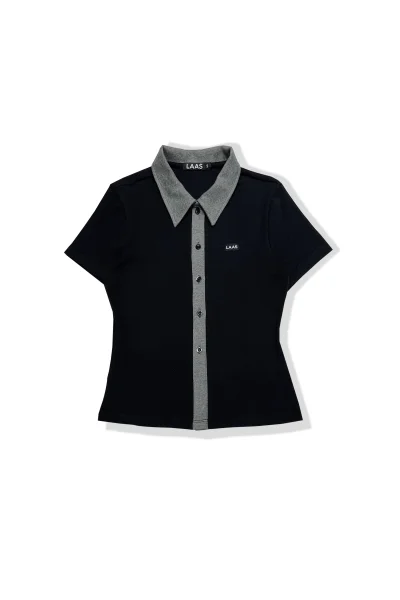 ÁO SOMI THUN ÔM PHỐI ĐEN