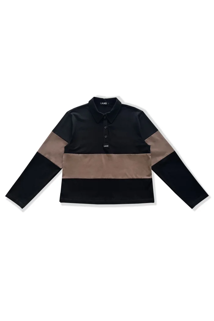 ÁO POLO TAY DÀI RÃ PHỐI ĐEN NÂU