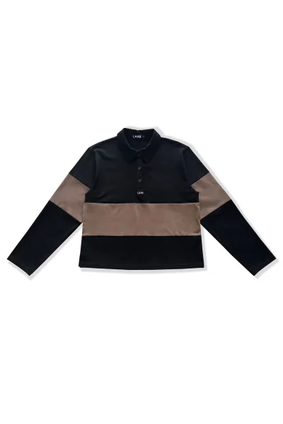 ÁO POLO TAY DÀI RÃ PHỐI ĐEN NÂU