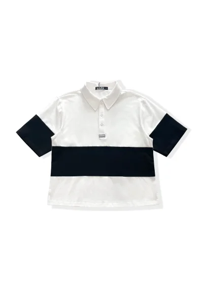 ÁO POLO RÃ PHỐI THÂN TRẮNG ĐEN