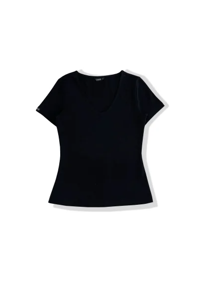 ÁO RIP COTTON CỔ V ĐEN