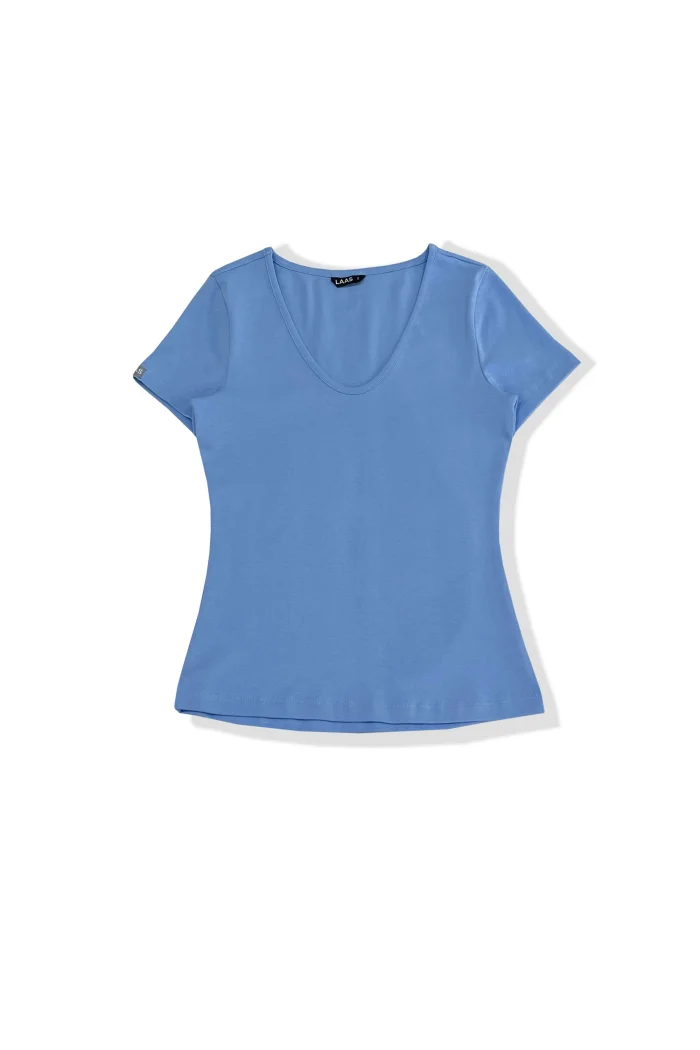 ÁO RIP COTTON CỔ V XANH BIỂN