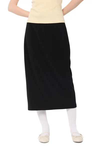 CHÂN VÁY SUÔN GÂN ĐEN